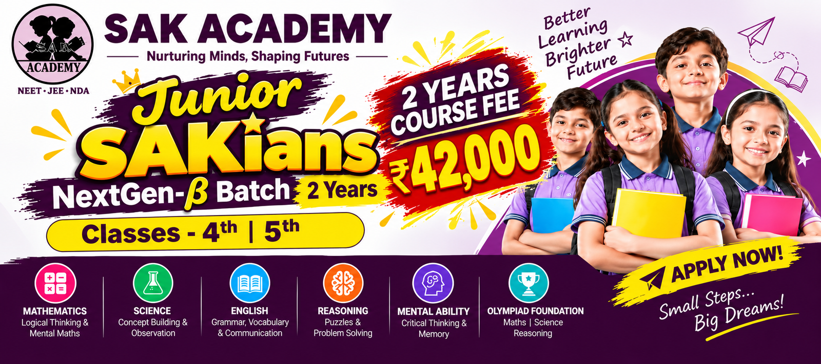CLASS-4th | 5th | 2-Years Programme | IIT-JEE | NEET | NDA Pre-Foundation